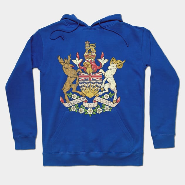 Vintage Distressed Coat of Arms British Columbia Hoodie by darklordpug